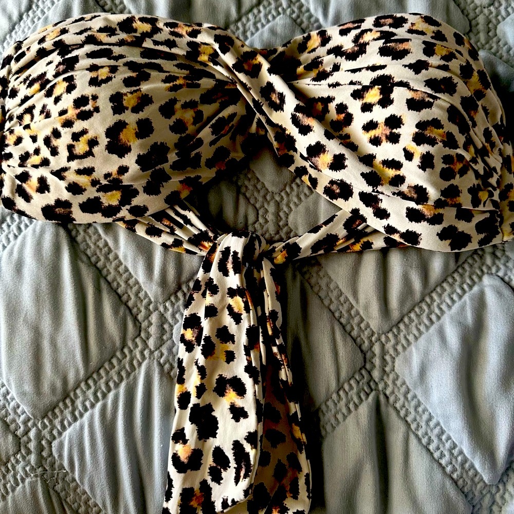 Ann Taylor leopard print bandeau bikini Medium